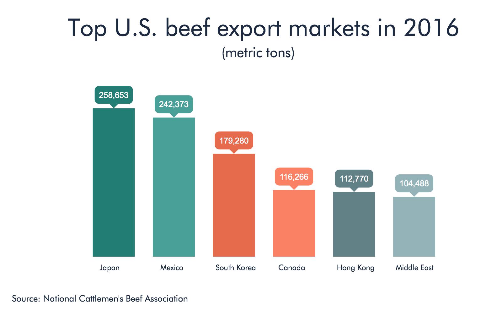 Top US Beef Export Markets in 2016